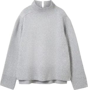 TOM TAILOR Damen Weicher Strick Pullover mit Stehkragen, grau, Uni, Gr. S