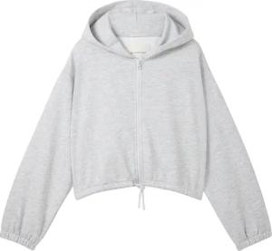 TOM TAILOR Mädchen Cropped Sweatjacke in Melange-Optik, grau, Meliert, Gr. 140