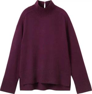 TOM TAILOR Damen Weicher Strick Pullover mit Stehkragen, lila, Uni, Gr. XXL
