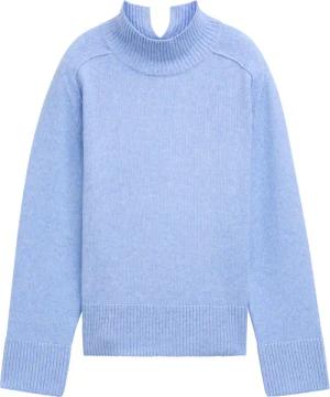 TOM TAILOR Damen Weicher Strick Pullover mit Stehkragen, blau, Uni, Gr. XS