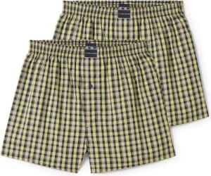 TOM TAILOR Herren Mittellange Boxershorts aus Baumwolle im 2er-Pack, grün, Kariert, Gr. 4
