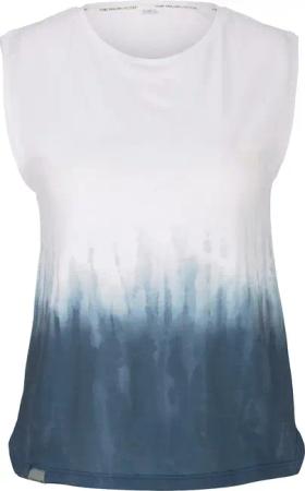 TOM TAILOR Damen Batik Tank Top, weiß, Logo Print, Gr. XS