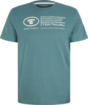 TOM TAILOR Herren T-Shirt mit Logo Print, grün, Uni, Gr. XXXL