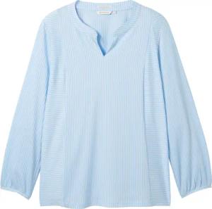 TOM TAILOR Damen Plus Size - Blusenshirt mit Streifenmuster, blau, Gestreift, Gr. 50