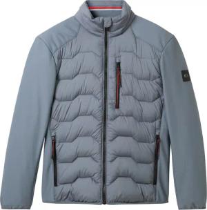 TOM TAILOR Herren Hybrid Jacke mit Stehkragen, blau, Uni, Gr. S