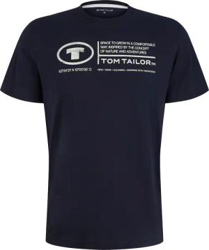 TOM TAILOR Herren T-Shirt mit Logo Print, blau, Uni, Gr. S