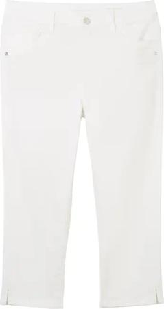 TOM TAILOR Damen TTKATE CAPRI Jeans mit Bio-Baumwolle, weiß, Uni, Gr. 33