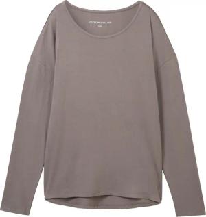 TOM TAILOR Damen Loungewear Langarmshirt, grau, Uni, Gr. L/40