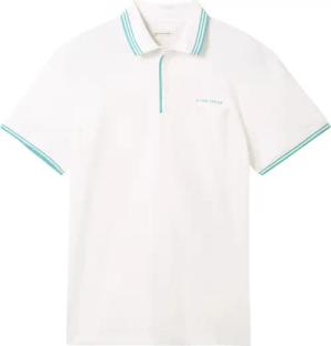 TOM TAILOR Herren Poloshirt mit Brusttasche, weiß, Logo Print, Gr. XL