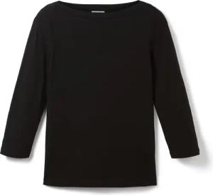TOM TAILOR Damen 3/4 Arm Shirt mit Bio-Baumwolle, schwarz, Uni, Gr. XL