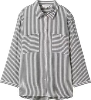 TOM TAILOR Damen Gestreifte Bluse mit LENZING™ ECOVERO™, blau, Gestreift, Gr. 42