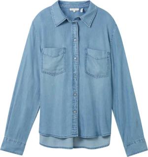 TOM TAILOR Damen Bluse mit TENCEL™ Lyocell, blau, Uni, Gr. 36