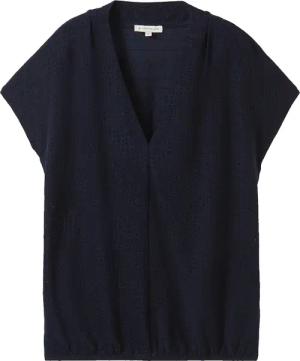 TOM TAILOR Damen T-Shirt mit Lochmuster, blau, Uni, Gr. M