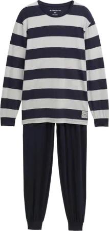 TOM TAILOR Herren Pyjama-Set aus Baumwolle mit Streifenmuster, blau, Gestreift, Gr. 54