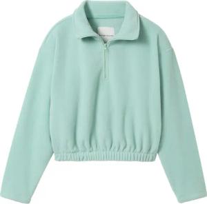 TOM TAILOR Mädchen Cropped Fleece Troyer, grün, Uni, Gr. 176
