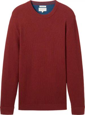 TOM TAILOR Herren Strickpullover aus Baumwolle, rot, Uni, Gr. XXXL