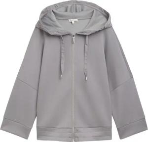 TOM TAILOR Damen 7/8 Arm Sweatjacke, grau, Uni, Gr. M