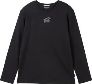 TOM TAILOR Jungen Langarmshirt mit Bio-Baumwolle, schwarz, Print, Gr. 140