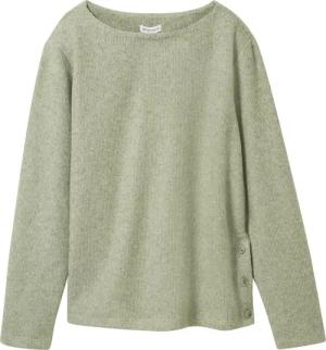TOM TAILOR Damen Sweatshirt mit Knopf-Details, grün, Meliert, Gr. L
