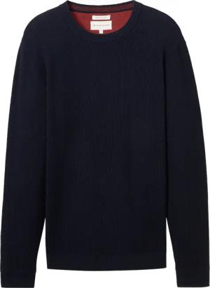 TOM TAILOR Herren Strickpullover aus Baumwolle, blau, Uni, Gr. S