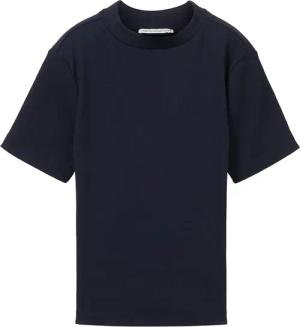 TOM TAILOR Mädchen Cropped T-Shirt mit Rippstruktur, blau, Uni, Gr. 140