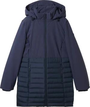 TOM TAILOR Damen Hybrid Mantel mit Kapuze, blau, Uni, Gr. S