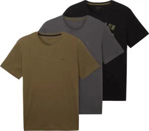TOM TAILOR Herren T-Shirts im Dreierpack, schwarz, Logo Print, Gr. L
