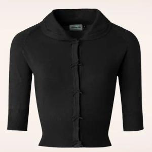 April Bow Cardigan in Schwarz