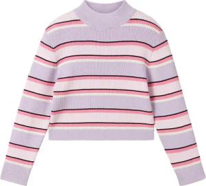 TOM TAILOR Mädchen Gestreifter Strickpullover aus Bio-Baumwolle, rosa, Gestreift, Gr. 92/98