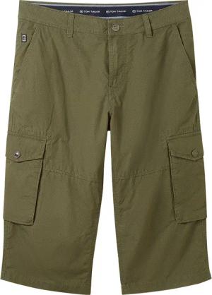 TOM TAILOR Herren Bermudashorts mit Print, grün, Print, Gr. 30