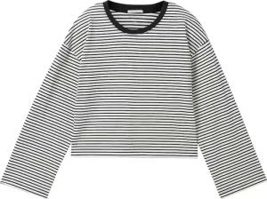 TOM TAILOR Mädchen Gestreiftes Langarmshirt mit Bio-Baumwolle, grau, Gestreift, Gr. 152