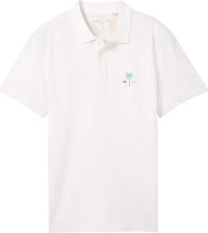 TOM TAILOR Herren Poloshirt mit Stickerei, weiß, Uni, Gr. XXXL
