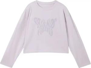 TOM TAILOR Mädchen Cropped Langarmshirt mit Print, lila, Print, Gr. 152