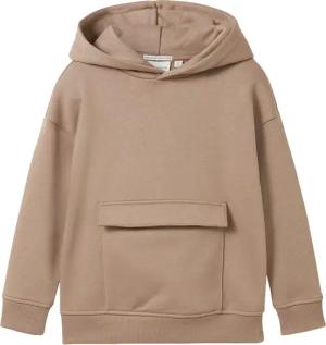 TOM TAILOR Jungen Oversized Hoodie mit Print, braun, Uni, Gr. 116/122