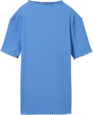 TOM TAILOR Mädchen T-Shirt mit recyceltem Polyester, blau, Uni, Gr. 140