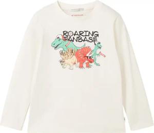 TOM TAILOR Jungen Print Langarmshirt mit Bio-Baumwolle, weiß, Print, Gr. 104/110