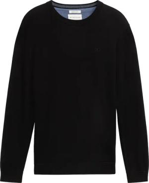 TOM TAILOR Herren Strickpullover aus Baumwolle, schwarz, Meliert, Gr. XXL