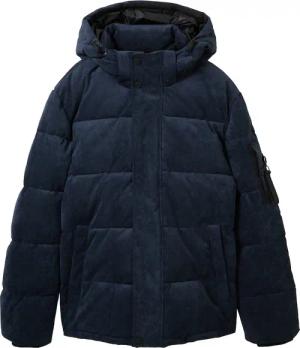 TOM TAILOR Herren Kord Pufferjacke mit Kapuze, blau, Uni, Gr. XXXL