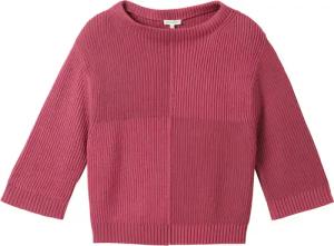 TOM TAILOR Damen Gestrickter Pullover mit 3/4 Arm, rosa, Uni, Gr. XXXL