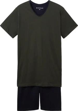 TOM TAILOR Herren Pyjama Shorty, grün, Streifenmuster, Gr. 52