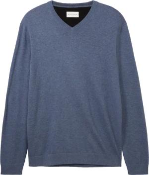 TOM TAILOR Herren Strickpullover mit V-Ausschnitt, blau, Meliert, Gr. XXXL
