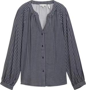 TOM TAILOR Damen Gemusterte Bluse mit LENZING™ ECOVERO™, blau, Kariert, Gr. 42