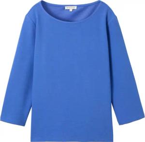 TOM TAILOR Damen 3/4 Arm Shirt mit Struktur, blau, Uni, Gr. XS