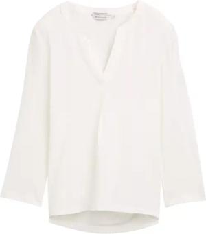 TOM TAILOR Damen 3/4 Arm Shirt aus LENZING™ ECOVERO™, weiß, Uni, Gr. XXXL