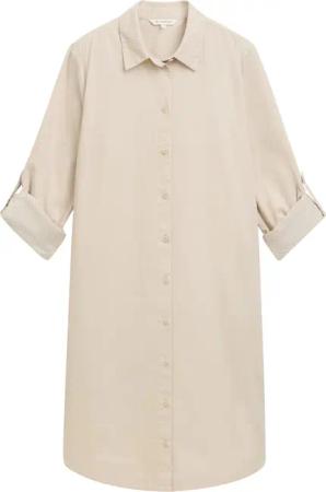 TOM TAILOR Damen Cord Blusenkleid, weiß, Uni, Gr. 36