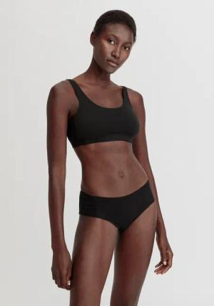 hessnatur Damen Bustier mit Softbund COTTON FEEL aus Bio-Baumwolle - schwarz - Größe 46