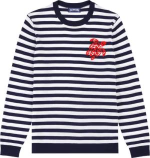 Vilebrequin Gestreifter Baumwollpullover Mit Rundhalsausschnitt Für Herren - Porcros - Blau - Größe XXXL