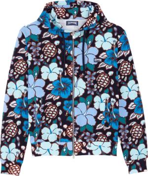 Vilebrequin Tropical Turtles Kapuzenpullover Mit Durchgehendem Reißverschluss Für Herren - Maronais - Blau - Größe XL