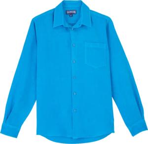 Einfarbiges Hemd Aus Leinen Für Herren - Caroubis - Blau - Größe XS - Vilebrequin