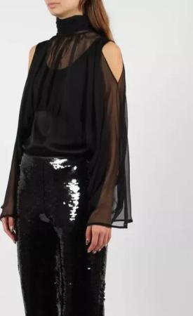 Alberta Ferretti - Satin And Organza Shirt - Größe 40 - schwarz